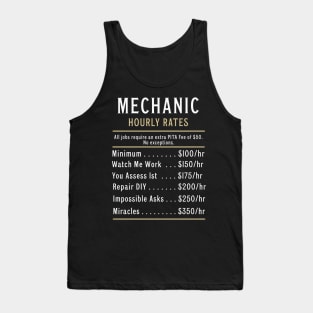 Sarcastic Mechanic Hourly Rates Tank Top